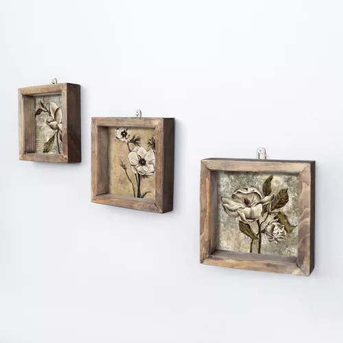 Elegant Decorative Framed MDF Paintings (3 Pieces), 15 x 15 cm | 100% MDF & Pine Wood Frame, UV Printed | Perfect for Home Decor & Art Lovers