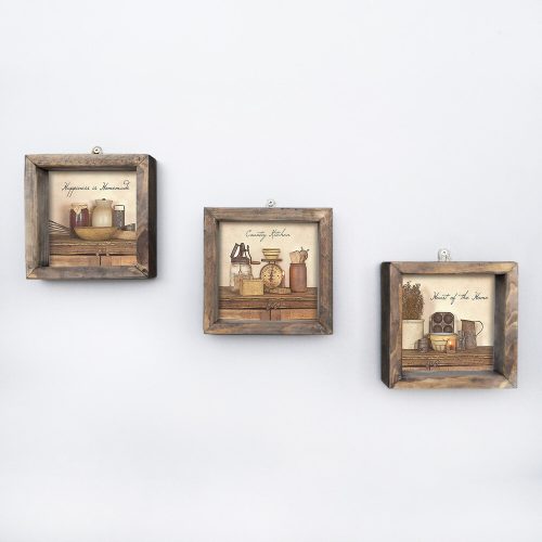 Elegant Decorative Framed MDF Paintings (3 Pieces), 15 x 15 cm | 100% MDF & Pine Wood Frame, UV Printed | Perfect for Home Decor & Art Lovers