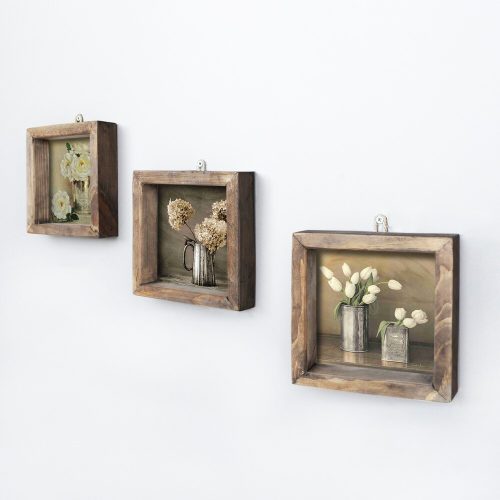 Elegant Decorative Framed MDF Paintings (3 Pieces), 15 x 15 cm | 100% Pine Wood Frame, UV Printed | Perfect for Home Decor & Gallery Walls
