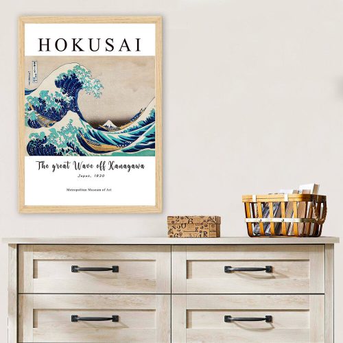 Framed Decorative Painting - The Great Wave off Kanagawa by Hokusai, 35 x 45 cm | 100% Wooden Frame, 2 cm Polystyrene | UV Digital Print, Elegant Art