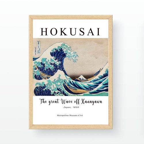 Framed Decorative Painting - The Great Wave off Kanagawa by Hokusai, 35 x 45 cm | 100% Wooden Frame, 2 cm Polystyrene | UV Digital Print, Elegant Art