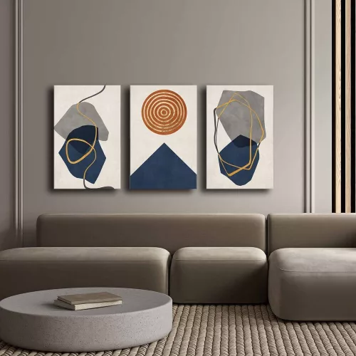 Elegant Decorative Canvas Painting Set (3 Pieces), 100% Canvas & Pine Wood Frame, 45 x 70 cm Each | Total Size: 145 x 70 cm | Perfect for Home Décor