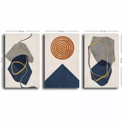 Elegant Decorative Canvas Painting Set (3 Pieces), 100% Canvas & Pine Wood Frame, 45 x 70 cm Each | Total Size: 145 x 70 cm | Perfect for Home Décor