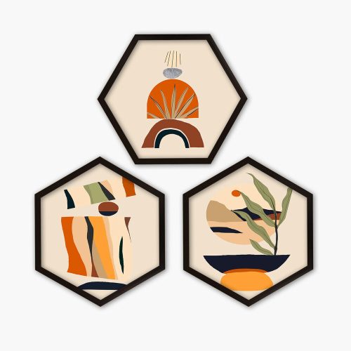 Elegant Decorative Framed Painting Set (3 Pieces), 35 x 35 cm | 100% MDF, 2 cm Thick | Stylish Wall Art for Home & Office Decor, Modern Design