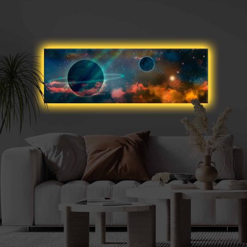 Decorative LED Lighted Canvas Painting, 30 x 90 cm, 100% Polyester Canvas, Wooden Frame (3.5-4 cm), Battery-Powered with On/Off Switch, Perfect for Home Decor