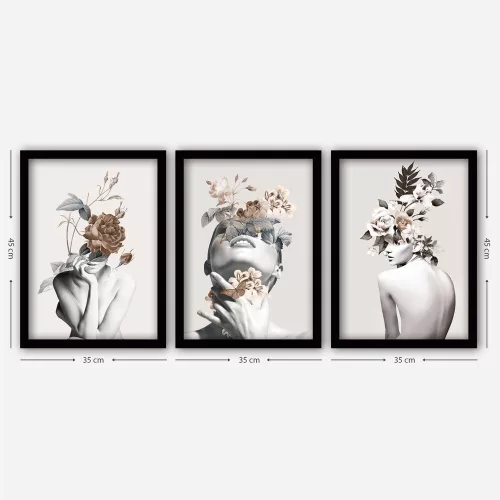 Elegant Decorative Framed Paintings (3 Pieces), 35 x 45 cm | 100% MDF, 2 cm Thick | Stylish Wall Art for Home & Office, Anonymous Artist