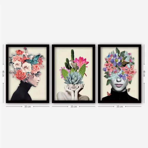 Elegant Decorative Framed Paintings (3 Pieces), 35 x 45 cm | 100% MDF, 2 cm Thick | Stylish Wall Art for Home & Office, Anonymous Artist