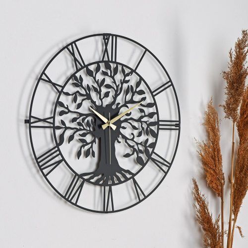 Elegant Black Decorative Metal Wall Clock, 41 cm Diameter, 1.5 mm Thick | Silent Mechanism, Requires 1 AA Battery (Not Included) | Perfect for Home & Office Decor
