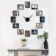 Elegant Decorative Wall Clock, 50 x 50 cm, 100% Polystyrene Frame, Includes 12 Photo Frames (13 x 18 cm) for 10 x 15 cm Photos | Stylish Home Decor