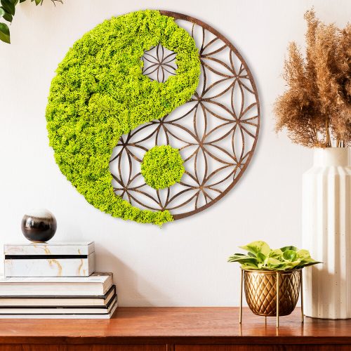Handmade Decorative Wall Accessory, Green & Brown, 44 x 1 x 44 cm | 100% MDF/MOSS, 9 mm Thick | Unique Design with Natural Variations for Home Decor