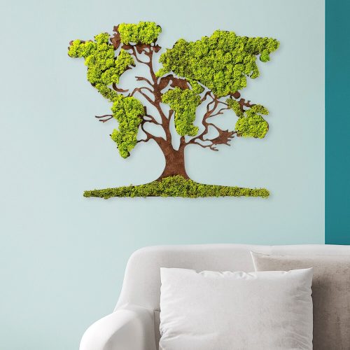 Handmade Decorative Wall Accessory, Green & Brown, 71 x 1 x 59 cm | 100% MDF/MOSS, 6 mm Thick | Unique Design with Natural Variations for Home Decor