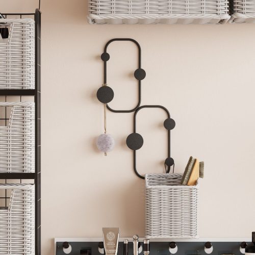 Sturdy Black Metal Wall Hook, 48 cm Height, Ø9 mm Thickness | Durable Design, Max Load 10 kg | Ideal for Home & Office Organization