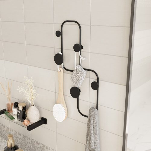 Sturdy Black Metal Wall Hook, 48 cm Height, Ø9 mm Thickness | Durable Design, Max Load 10 kg | Ideal for Home & Office Organization