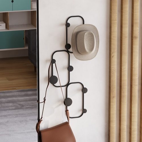 Sturdy Metal Wall Hook, Black, 28 x 5 cm, Height: 70 cm | Ø9 mm Thickness, 0.73 kg | Holds Up to 10 kg | Ideal for Home & Office Organization