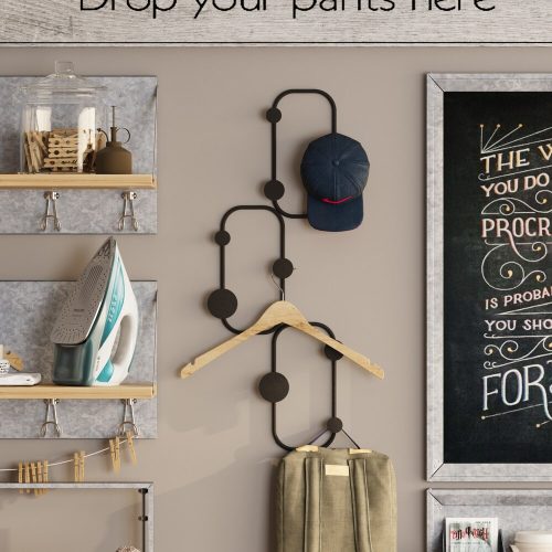 Sturdy Metal Wall Hook, Black, 28 x 5 cm, Height: 70 cm | Ø9 mm Thickness, 0.73 kg | Holds Up to 10 kg | Ideal for Home & Office Organization