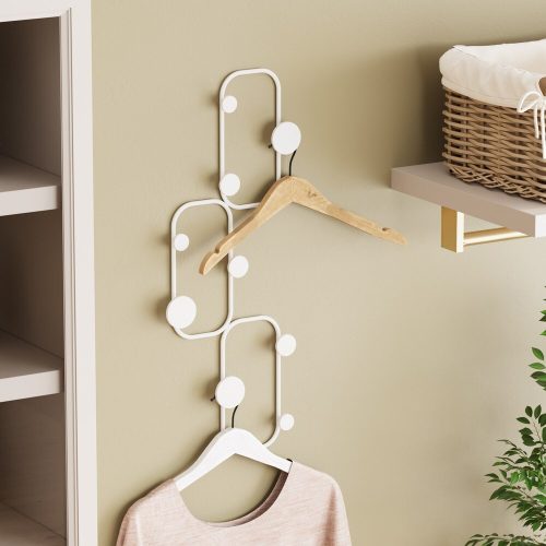 Sturdy Metal Wall Hook, White, 28 x 5 cm, Height: 70 cm | Ø9 mm Thickness, 10 kg Capacity | Ideal for Home Organization & Decor