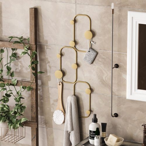 Elegant Gold Metal Wall Hook, 28 x 5 cm, Height 70 cm | Durable Ø9 mm Body, Max 10 kg Capacity | Perfect for Home & Office Decor