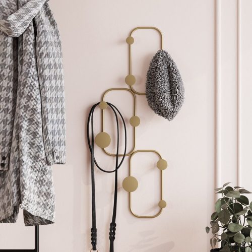 Elegant Gold Metal Wall Hook, 28 x 5 cm, Height 70 cm | Durable Ø9 mm Body, Max 10 kg Capacity | Perfect for Home & Office Decor