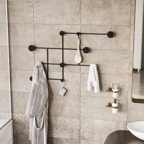 Durable Metal Wall Hook, Black, 112 x 64 x 10 cm | 100% Metal, 10 mm Thickness | Supports Up to 10 kg | Ideal for Home & Office Organization