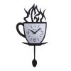Elegant Black Decorative Metal Wall Clock, 24 x 19 cm (42 cm with Pendulum) | 100% Steel, Silent Sweep Movement | Perfect for Home & Office Decor