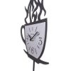 Elegant Black Decorative Metal Wall Clock, 24 x 19 cm (42 cm with Pendulum) | 100% Steel, Silent Sweep Movement | Perfect for Home & Office Decor