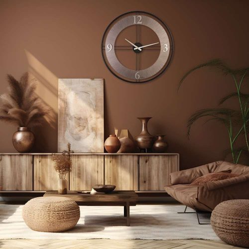 Elegant Decorative Metal Wall Clock, 62 x 62 cm, Silver & Black | 70% Steel / 30% MDF | Silent Sweep Movement | Perfect for Modern Home Decor