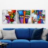 Thomas C. Fedro Decorative Canvas Painting (3 Pieces) - 'Faces', 100% Canvas, 30x90 cm Total Size, 100% Wooden Frame (3 cm Thick) | Perfect for Modern Decor