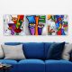 Thomas C. Fedro Decorative Canvas Painting (3 Pieces) - 'Faces', 100% Canvas, 30x90 cm Total Size, 100% Wooden Frame (3 cm Thick) | Perfect for Modern Decor