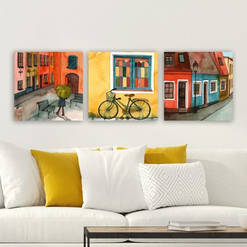 Elegant Decorative Canvas Painting Set (3 Pieces), 100% Canvas, Wooden Frame (3 cm Thick), 30 x 90 cm Total Size | Perfect for Home Decor & Art Lovers