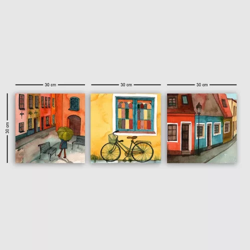 Elegant Decorative Canvas Painting Set (3 Pieces), 100% Canvas, Wooden Frame (3 cm Thick), 30 x 90 cm Total Size | Perfect for Home Decor & Art Lovers