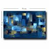 Elegant Decorative Canvas Painting, 45 x 70 cm | 100% Canvas (2.8 mm) & Pine Wood Frame (22 mm) | Blue, Navy, Brown & Gold Colors for Stylish Home Decor
