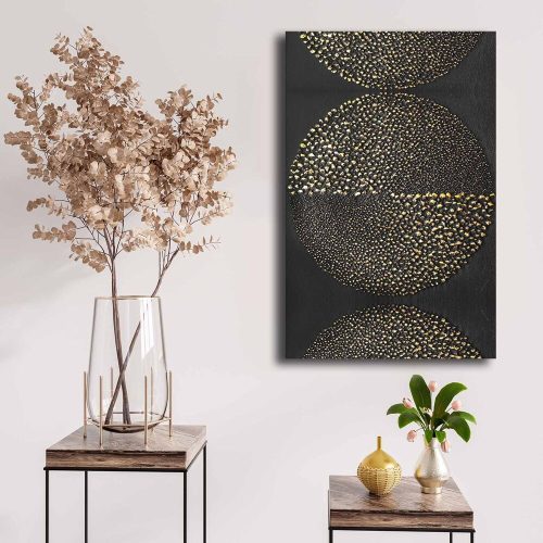 Elegant Decorative Canvas Painting, 45 x 70 cm | 100% Canvas (2.8 mm) & Pine Wood Frame (22 mm) | Gold, White & Black Colors for Stylish Home Decor