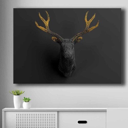 Elegant Decorative Canvas Painting, Gold & Black, 70 x 100 cm | 100% Canvas (2.8 mm) & Pine Wood Frame (22 mm) | Perfect for Modern Home Decor