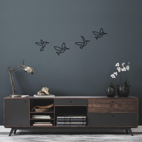 Stylish Black Decorative Metal Wall Accessory Set (4 Pieces) | 100% Metal, 1 mm Thickness | Perfect for Home Decor, Modern & Elegant Design