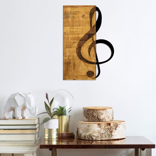 Elegant Decorative Wooden Wall Accessory, 39 x 58 cm | 50% Wood (3 cm Thick) & 50% Metal | Unique Walnut & Black Design, Perfect for Any Space