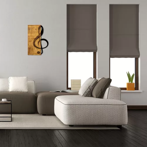 Elegant Decorative Wooden Wall Accessory, 39 x 58 cm | 50% Wood (3 cm Thick) & 50% Metal | Unique Walnut & Black Design, Perfect for Any Space
