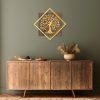 Elegant Decorative Wooden Wall Accessory, 54 x 54 cm, Walnut & Gold | 50% Wood (3 cm) & 50% Metal (1.5 mm) | Wall-Mountable, Unique Texture Variations