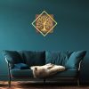 Elegant Decorative Wooden Wall Accessory, 54 x 54 cm, Walnut & Gold | 50% Wood (3 cm) & 50% Metal (1.5 mm) | Wall-Mountable, Unique Texture Variations