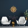 Elegant Decorative Wooden Wall Accessory, 54 x 54 cm, Walnut & Gold | 50% Wood (3 cm) & 50% Metal (1.5 mm) | Wall-Mountable, Unique Texture Variations