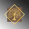 Elegant Decorative Wooden Wall Accessory, 54 x 54 cm, Walnut & Gold | 50% Wood (3 cm) & 50% Metal (1.5 mm) | Wall-Mountable, Unique Texture Variations