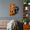 Elegant Decorative Wooden Wall Accessory, Walnut & Black, 43 x 58 x 3 cm | 100% Wood (3 cm) & Metal (1.5 mm) | Unique Design for Stylish Home Decor