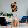 Elegant Decorative Wooden Wall Accessory, Walnut & Black, 43 x 58 x 3 cm | 50% Wood (3 cm) & 50% Metal (1.5 cm) | Unique Design for Stylish Home Decor