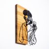 Elegant Decorative Wooden Wall Accessory, Black & Light Walnut, 39 x 3 x 50 cm | 50% Wood (3 cm) & 50% Metal (1.5 mm) | Unique Design for Stylish Home Decor