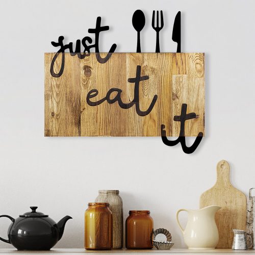 Elegant Decorative Wooden Wall Accessory, Walnut & Black, 58 x 3 x 52 cm | 100% Metal (1.5 mm) & Real Wood (3 cm) | Unique Color & Texture Variations