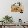 Elegant Decorative Wooden Wall Accessory, Walnut & Black, 58 x 3 x 52 cm | 100% Metal (1.5 mm) & Real Wood (3 cm) | Unique Color & Texture Variations
