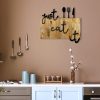 Elegant Decorative Wooden Wall Accessory, Walnut & Black, 58 x 3 x 52 cm | 100% Metal (1.5 mm) & Real Wood (3 cm) | Unique Color & Texture Variations