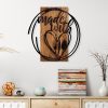 Elegant Decorative Wooden Wall Accessory, 55 x 57 cm | 100% Real Wood (3 cm) & Metal (1.5 mm) | Unique Walnut & Black Finish, Perfect for Home Decor