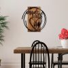 Elegant Decorative Wooden Wall Accessory, 55 x 57 cm | 100% Real Wood (3 cm) & Metal (1.5 mm) | Unique Walnut & Black Finish, Perfect for Home Decor