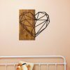 Elegant Decorative Wooden Wall Accessory, 58 x 58 cm | 50% Wood (3 cm Thick) & 50% Metal | Unique Walnut & Black Design, Perfect for Any Space