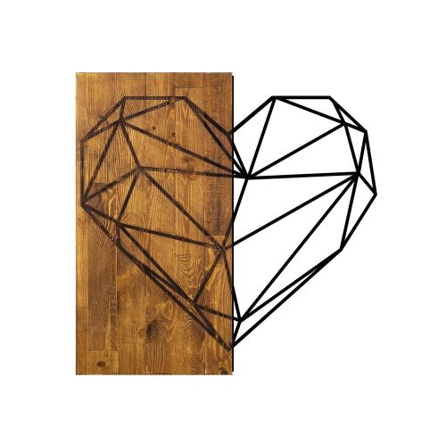 Elegant Decorative Wooden Wall Accessory, 58 x 58 cm | 50% Wood (3 cm Thick) & 50% Metal | Unique Walnut & Black Design, Perfect for Any Space